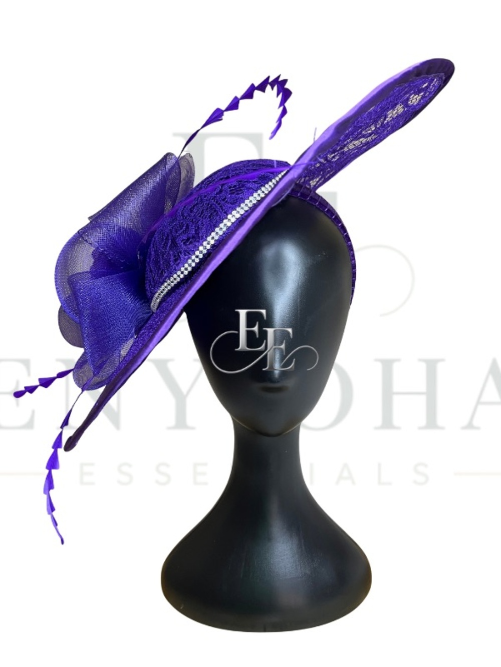 Royal Purple Wide-Brim Lace Fascinator
